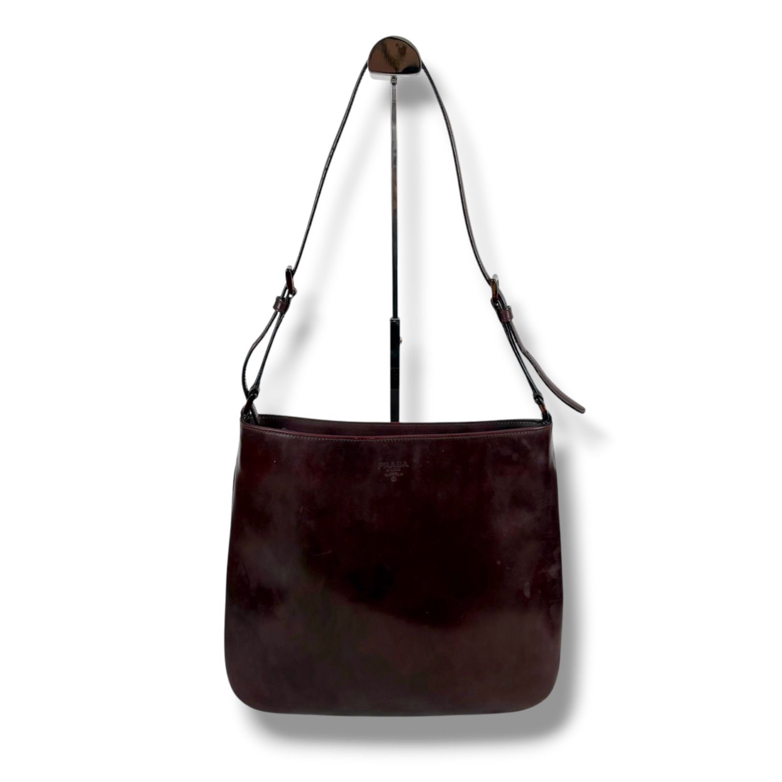 プラダ PRADA ミラーカーフレザー ワンショルダーバッグ ボルドー 型 