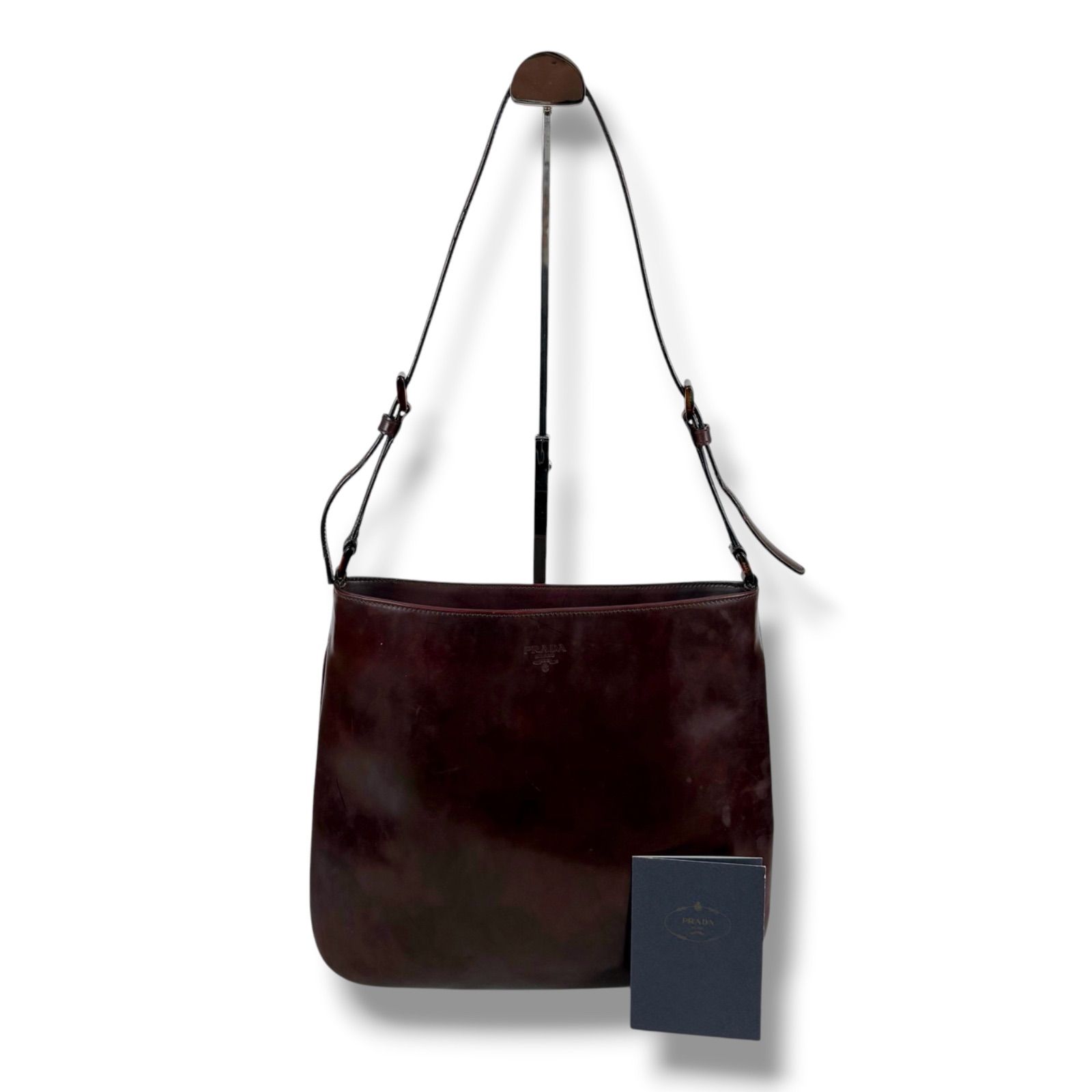 プラダ PRADA ミラーカーフレザー ワンショルダーバッグ ボルドー 型 