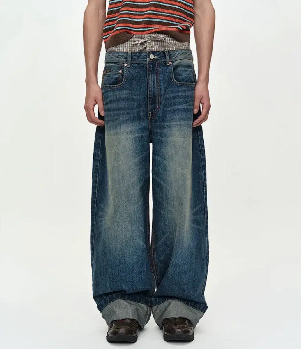 キンロックアンダーソン TRUNK LAYERED トランクレイヤードワイドデニムパンツ