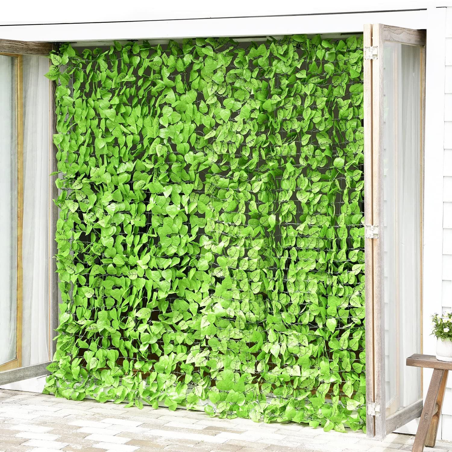 【人気商品】目隠 装飾 フェイク ソフトネットタイプ ベランダ テラス 約100×200cm グリーンフェンス グリーンカーテン 日差し リーフラティス 簡単設置 日よけ 日除け 山善(YAMAZEN) ライトグリーン LLS-12C(LG)
