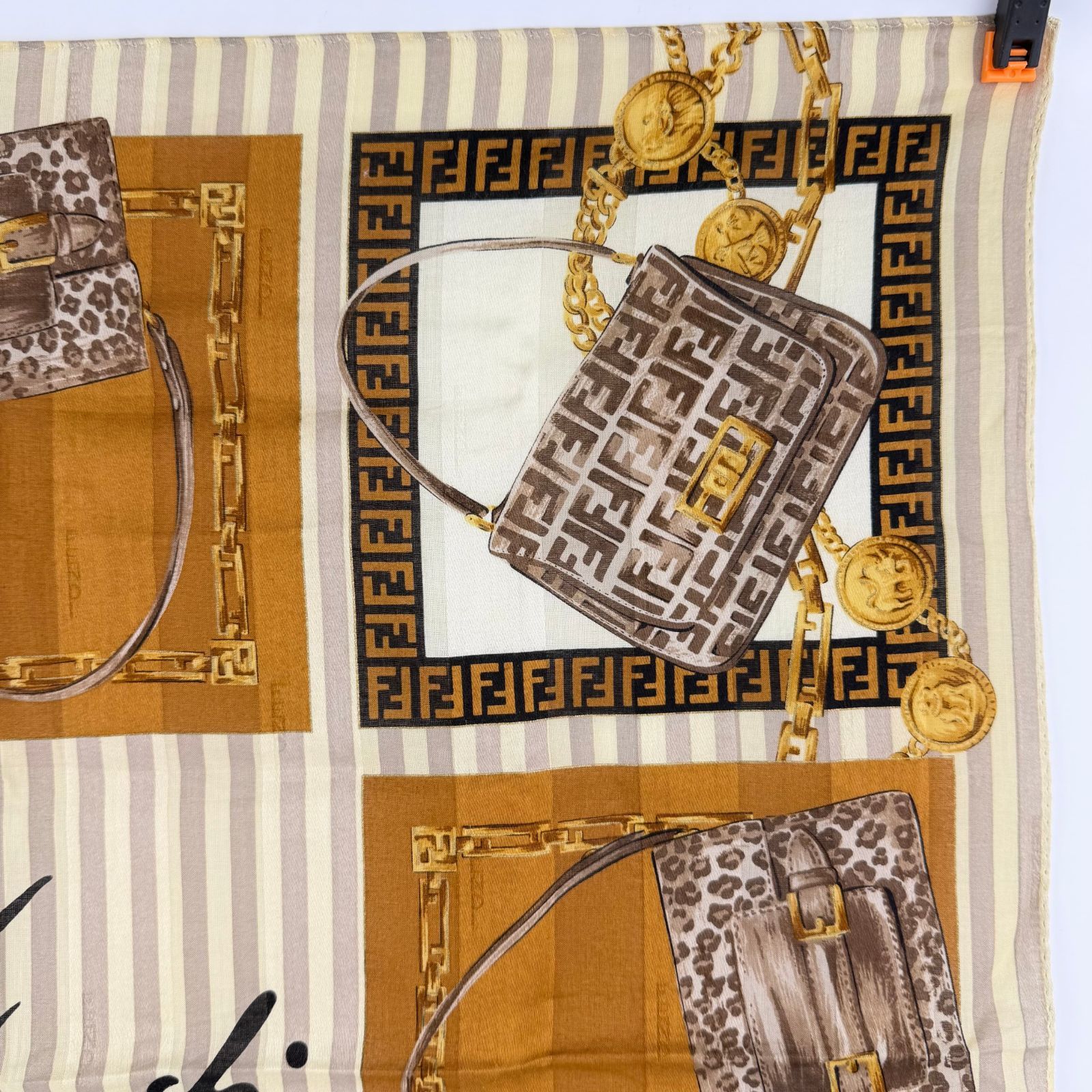 中古】FENDI フェンディ プチスカーフ マルチカラー コットン