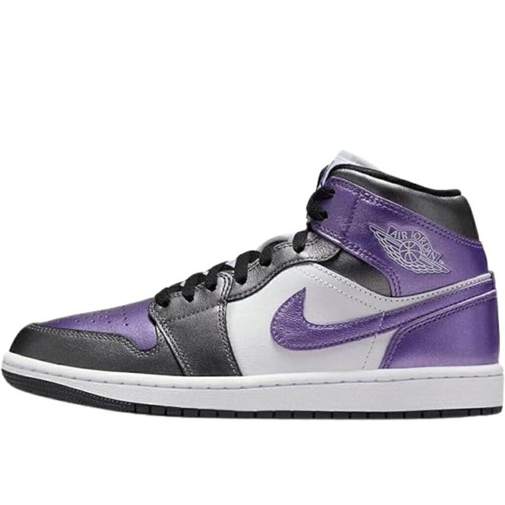 【新品・未使用】NIKE AIR JORDAN 1 MID Metallic Purple 黒 紫 エア ジョーダン 1 ミッド パープル ブラック 黒 ナイキ スニーカー メンズ レディース hj5911105n