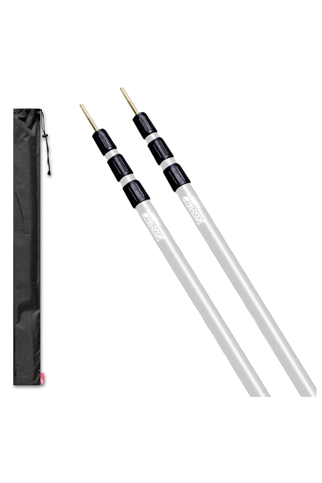 【新着商品】直径28mm アルミテントポール (高さ89～230cm) 3継無段階調節 2本セット 収納袋付き 伸縮式 無段階調節 振り出しタイプ 簡単 高さ調節 FIELDOOR 回すだけ ロック スライド