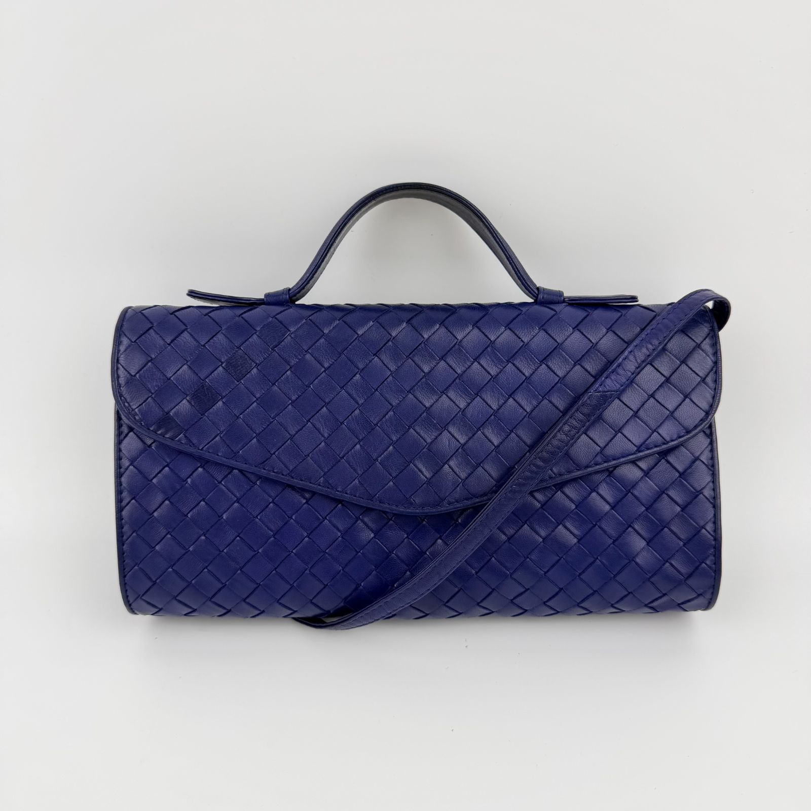 【中古】Bottega Veneta ボッテガヴェネタ イントレチャート ショルダーバッグ ハンドバッグ ブルー レザー ヴィンテージ レディース【中古美品】HIBUOCHI VINTAGE hboc260503a04
