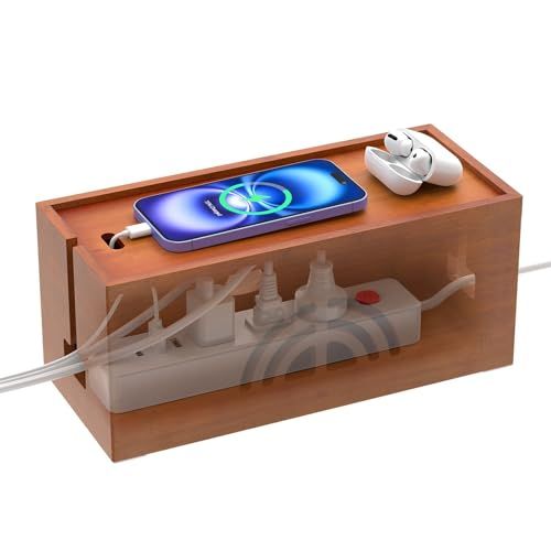 Pezin & Hulin?ケーブル収納ボック 電源タップ収納?竹製コンセントボックス?幅30ｘ奥行13ｘ高さ13ｃｍ 副28.5ｃｍまでのコンセント収納出来?組立不要 簡単に使える?ブラウンas 86a98129