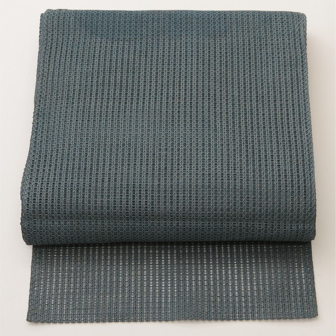お買い得品！八寸名古屋帯 （夏帯） 帯丈369cm 正絹 全通 松葉仕立て 織り カジュアル しつけ糸 無地 グレー系 RP 1245-02022