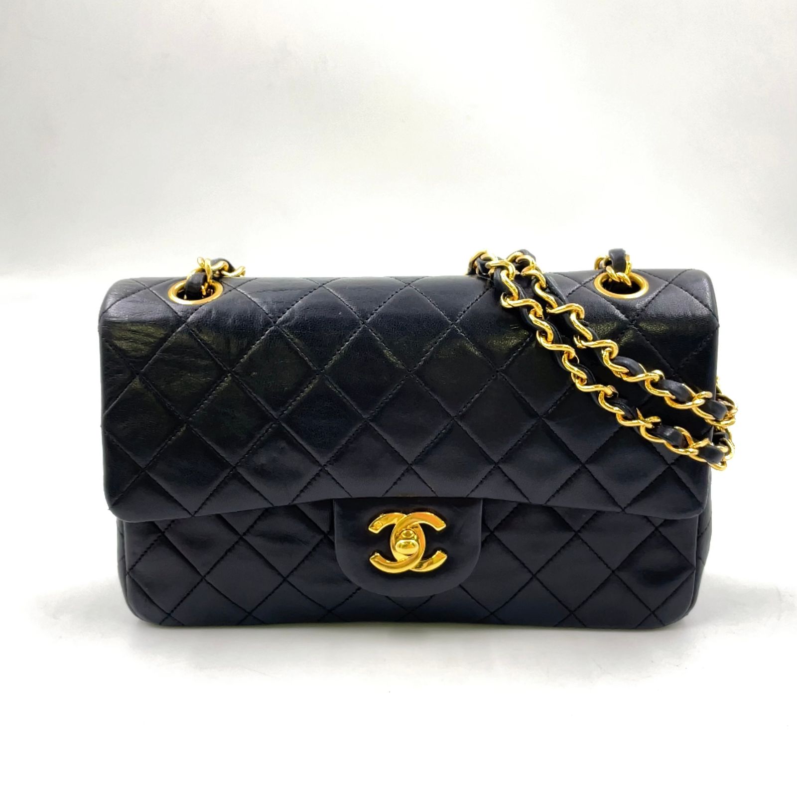 LOUIS VUITTON シャネル マトラッセ バック ダブルフラップ シリアル番号1番台 ラムスキン ブラック ショルダーバッグ ゴールド