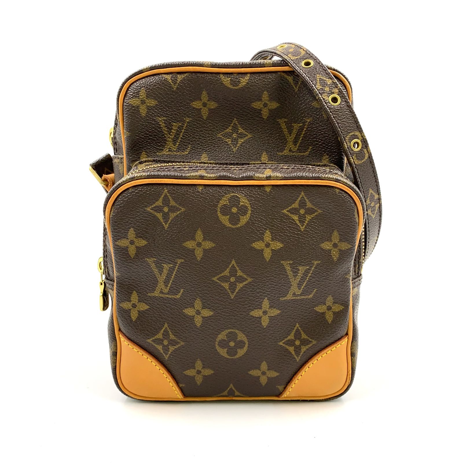 LOUIS VUITTON アマゾン モノグラム モノグラム レザー×PVC ブラウン×ライトブラウン ショルダーバッグ ゴールド M45236
