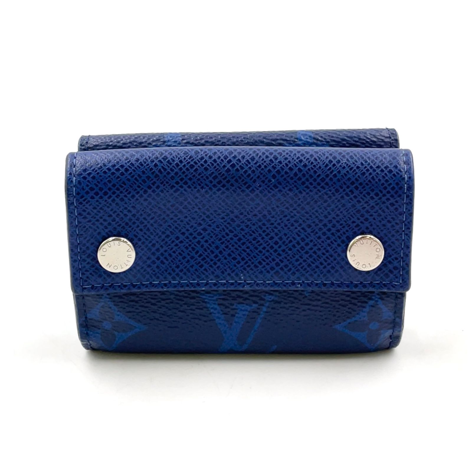 LOUIS VUITTON ディスカバリー コンパクト ウォレットタイガラマ モノグラム モノグラム コバルト レザー×PVC ブルー 三つ折り財布 コンパクトウォレット シルバー M67620
