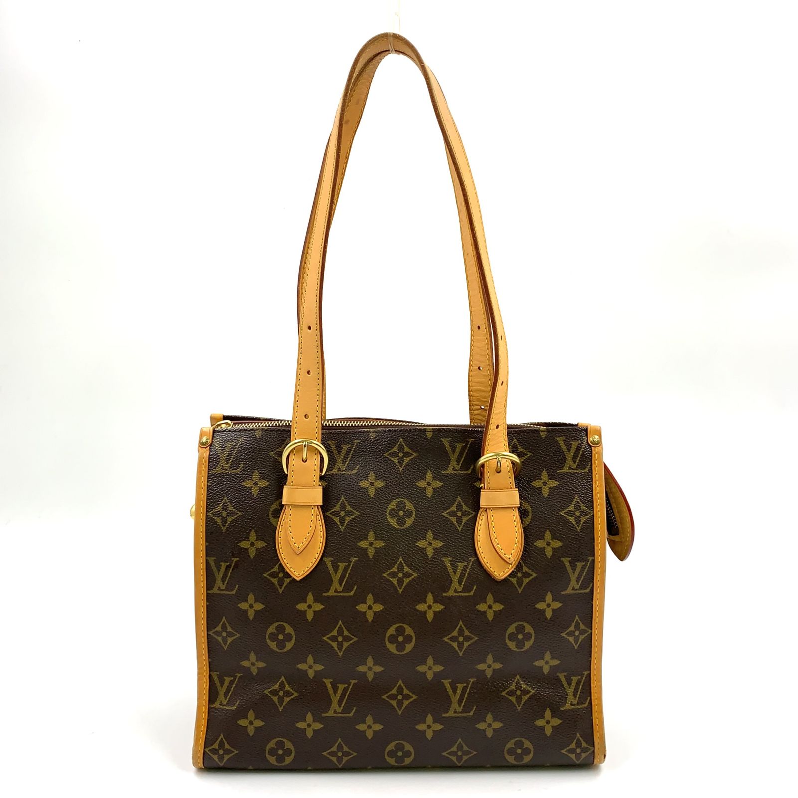 LOUIS VUITTON ポパンクール オ モノグラム モノグラム レザー×PVC ブラウン×ライトブラウン トートバッグ ゴールド M40007