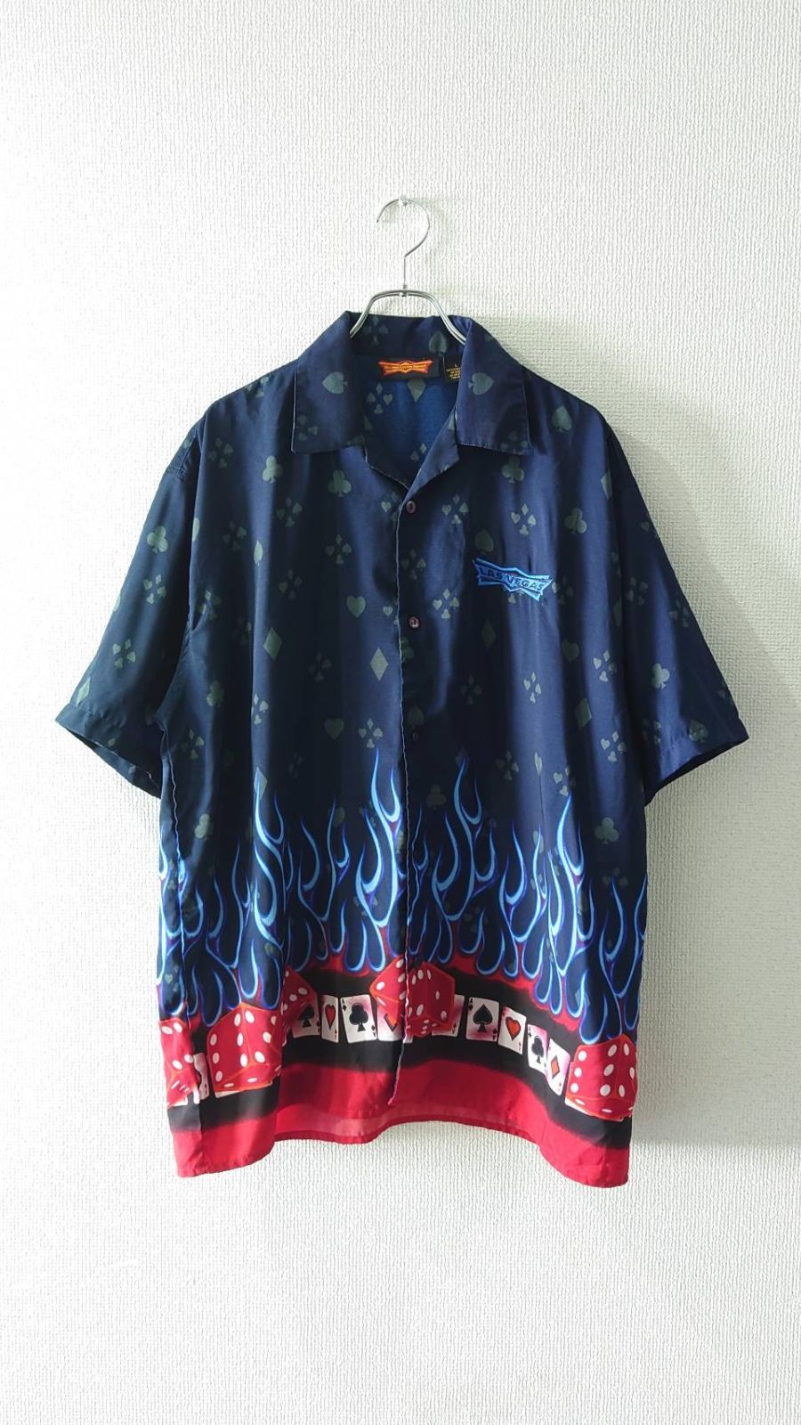 90-00’s Discount Custom Apparel “LAS VEGAS” Short Sleeve Open Collar Shirt L