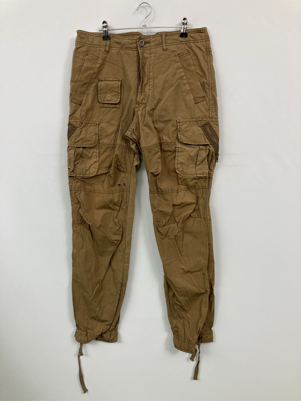 DIESEL ディーゼル カーゴパンツ 30 ブラウン フルレングス 無地 ワンポイント ブランドロゴ スタンダード テーパード レギュラー