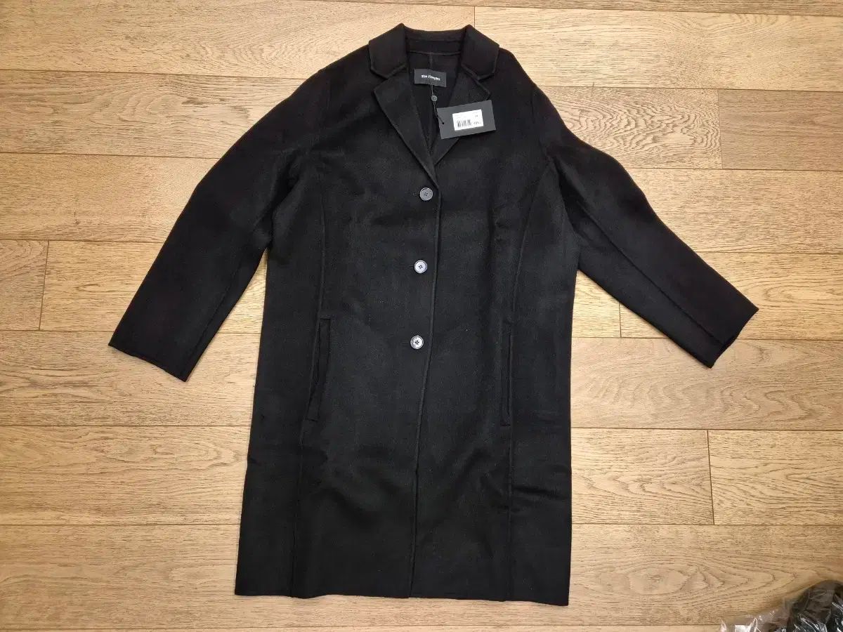 (新品) ダークプルオーバー ウール100% ブラック コート サイズ34