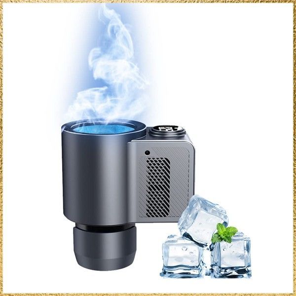 ☆彡送料無料でお届け☆彡ブラック ドリンクホルダー 0℃～65℃ 冷蔵・加熱 缶 カップ ホルダー ドリンク クーラー 温冷 保冷 保温 冷蔵庫 家庭用100-120Ｖ 車用12Ｖ 卓上 ペットボトル・缶対応 急速冷却 静音 シリコーンコースター付 ブラック