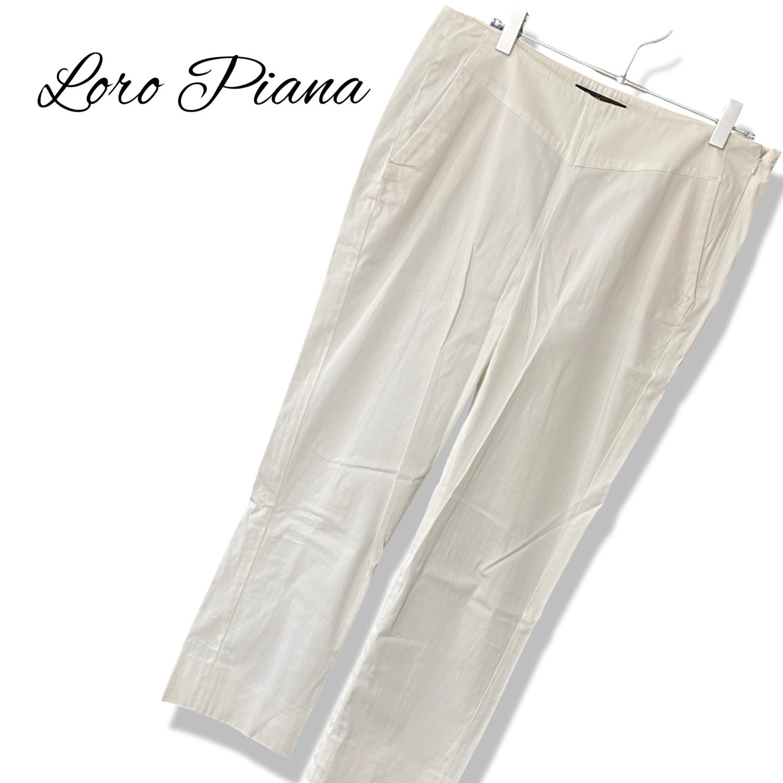 Loro Piana ロロピアーナ ホワイト レディース パンツ 長ズボン カジュアルパンツ ストレッチパンツ コットン 高級【Lサイズ相当】213TY