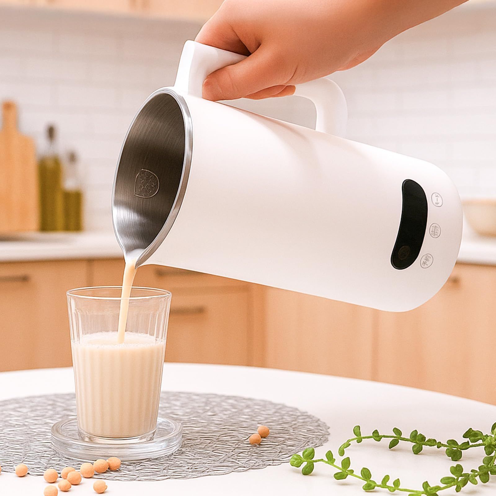 【日本企業】 ONE STEP 豆乳メーカー 1000ml 豆乳機 全自動 おかゆ ジュース スープ 離乳食 スムージー 豆乳 自動調理器 予約機能 氷対応 【レシピ付き】 shu e00deb1b
