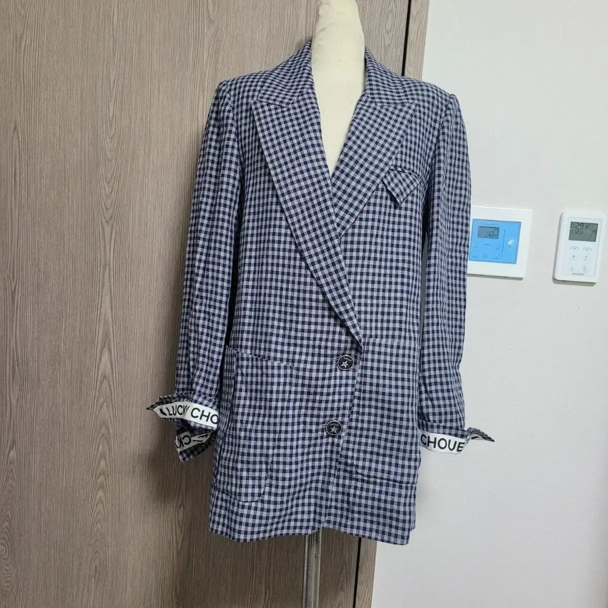 LUCKY CHOUETTE ラッキーシュエトゥ リネン素材 チェック柄 レディース ブレーザー ジャケット オーバーサイズ