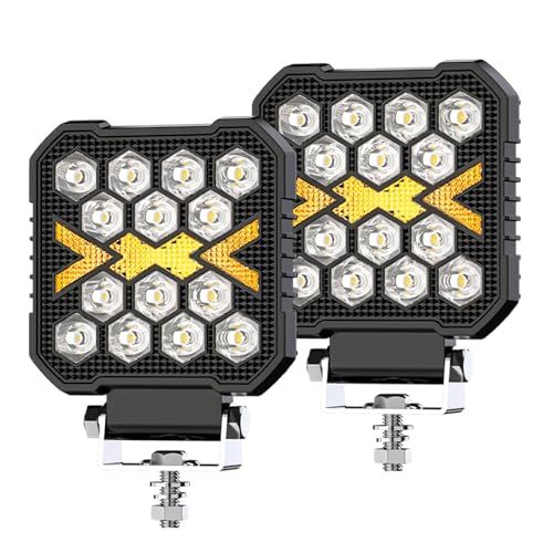 LED作業灯 12V/24V両用 36W 白色光 黄色光 黄色光バースト オールインワンLED作業灯 自動車用LED作業灯 アルミ合金鍛造技術 IP68防水 LED作業灯 角型 ATV/SUV/トラック/建設現場作業全般軽自動車外装 ライトデ 1e71c103