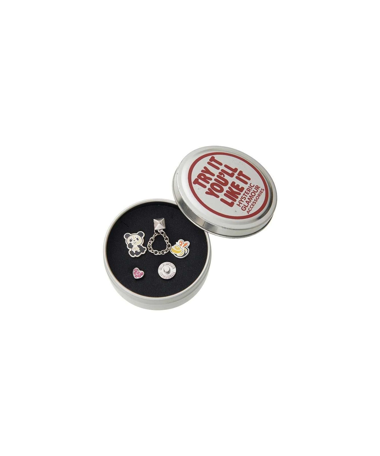 新品未使用 HYSTERIC GLAMOUR WOMEN ヒステックグラマーウォメン HYSTERIC LIKE IT ピアスセット SILVER 真鍮 01251QA02906 アクセサリー 缶ケース付き 管理番号：199A-3575