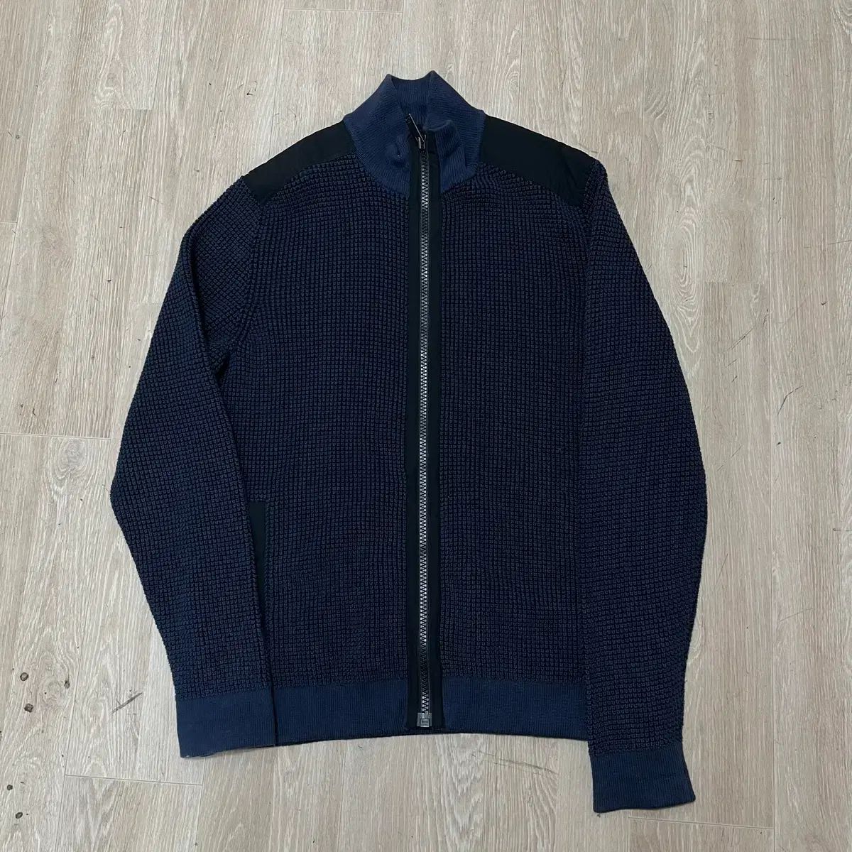 カルバン・クライン ショルダーパッチ ワッフル ニット ジップアップ ジャケット M/95