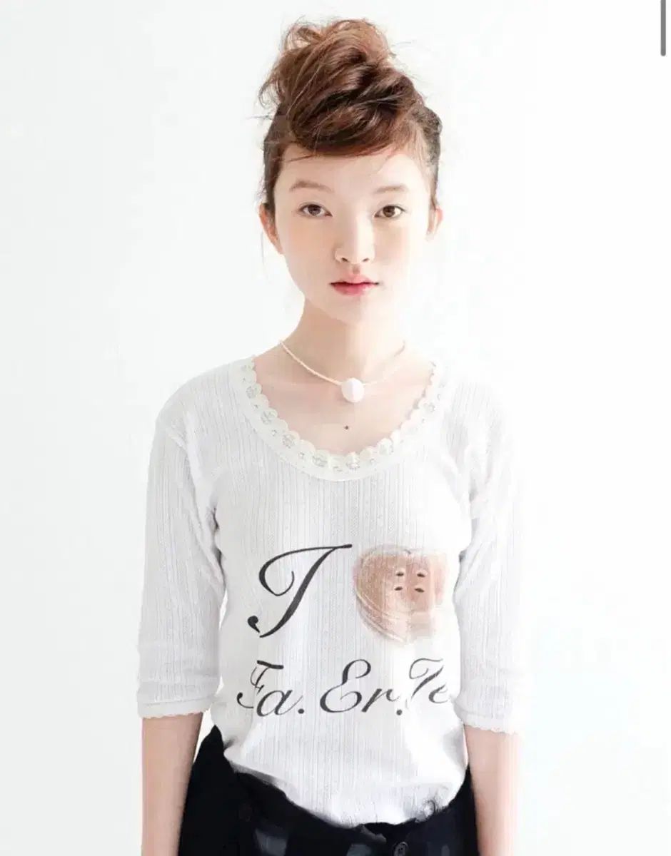 ショップフェアリー レース Tシャツ 白 アイボリー ロングスリーブ 7分袖