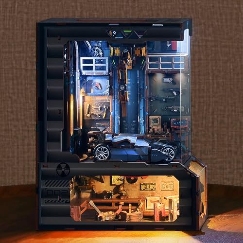 【新品】3Dパズル ブックヌック キット Booknook 木製パズル DIY ミニチュア ドールハウス LEDライト付き 本棚入れ ブックエンド 展示用 クラフトセット 初心者や中学生向け BN03 392PC (汽車工房) 2154beab