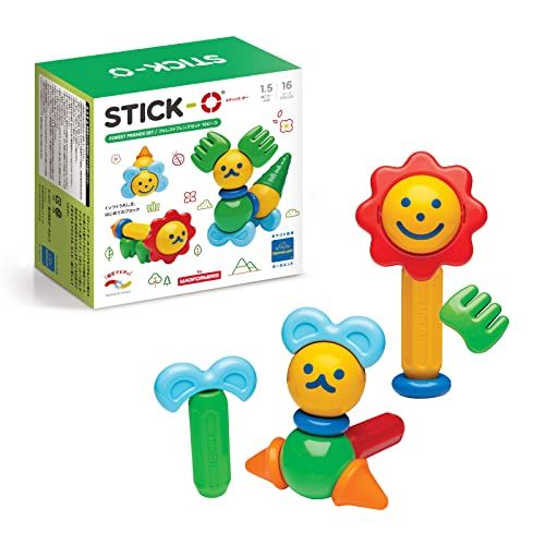 ボーネルンド (BorneLund) スティック・オー (STICK-O) フォレストフレンズ 16ピース 1歳半頃 SO902002 赤、青などmi