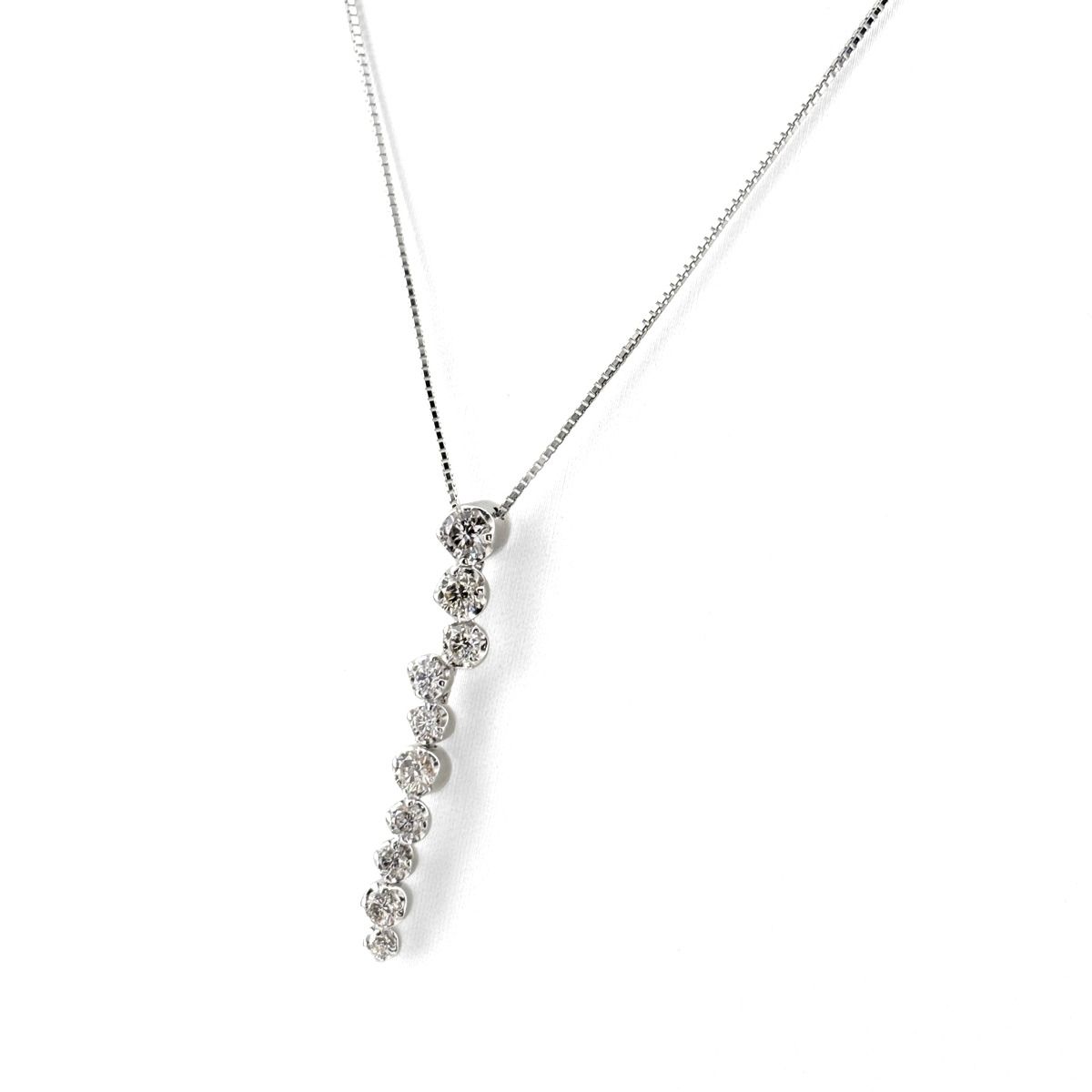 メレダイヤ デザインネックレス WG ホワイトゴールド ペンダント ネックレス K18 WG ダイヤモンド レディース 【中古】