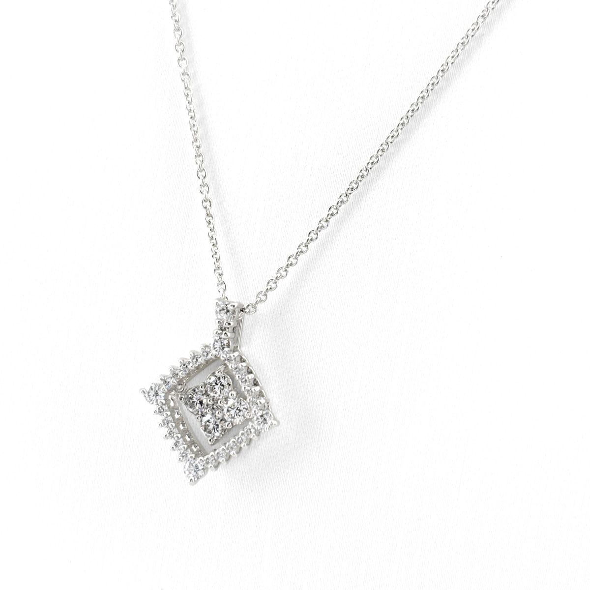 メレダイヤ デザインネックレス WG ホワイトゴールド ペンダント ネックレス K18 WG ダイヤモンド レディース 【中古】