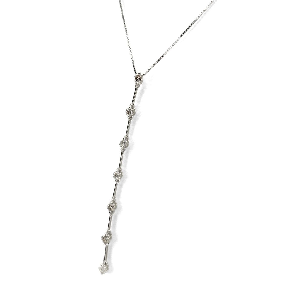 メレダイヤ デザインネックレス WG ホワイトゴールド ペンダント ネックレス K18 WG ダイヤモンド レディース 【中古】