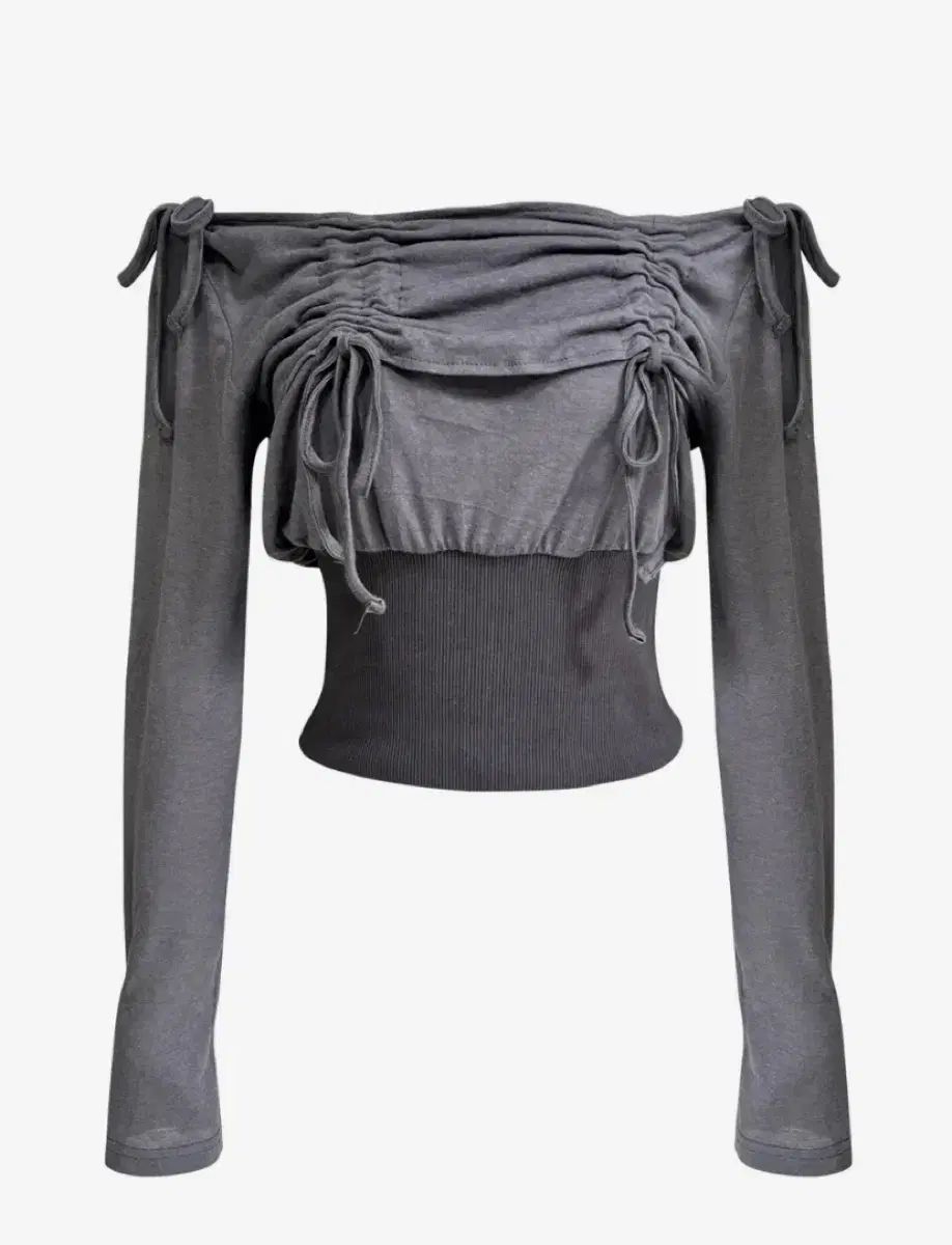 新) 쎄쎄쎄 オフショルダー シャーリング トップス 服 長袖