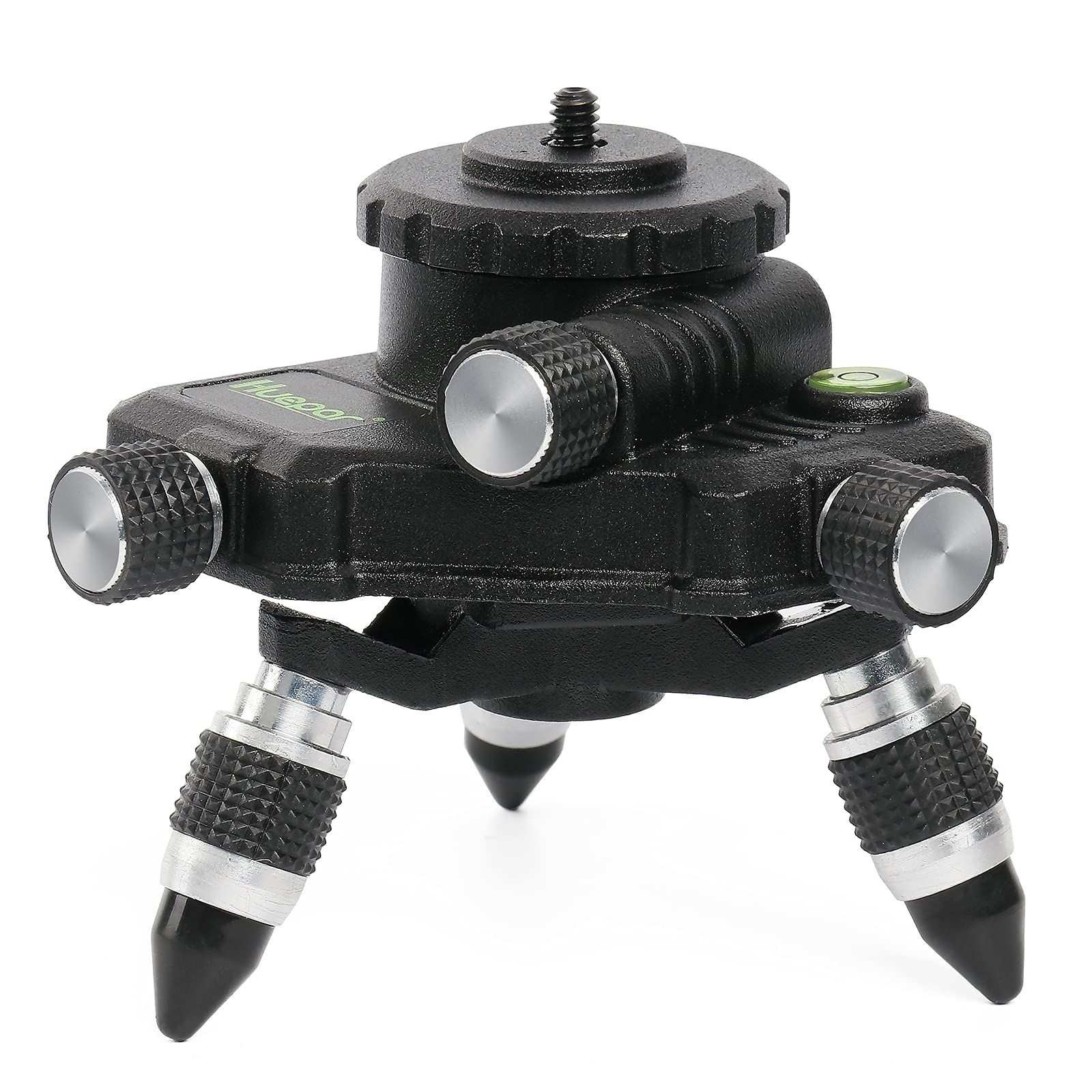 Huepar AT2 レーザー墨出し器用 下げ振りアダプター 三脚接続アダプター 360°回転微調整台 1/4インチオスネジ & 5/8インチメスネジ搭載 3軸微調整ツマミ付き XYZ軸移動可能 高さ調節可能な足付き 気泡管内蔵 水平維持 耐 c4d20421