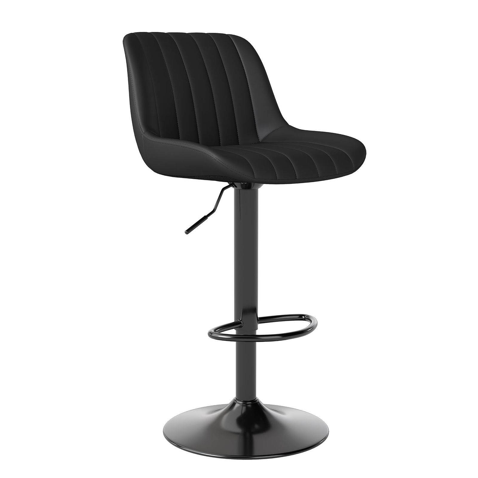Youhauchair カウンターチェア 1脚 背もたれ ハイチェア 調節可能 回転バーチェア 足置き 昇降式ハイチェア フェイク PUレザー キッチンチェア ブラックwb bede322e
