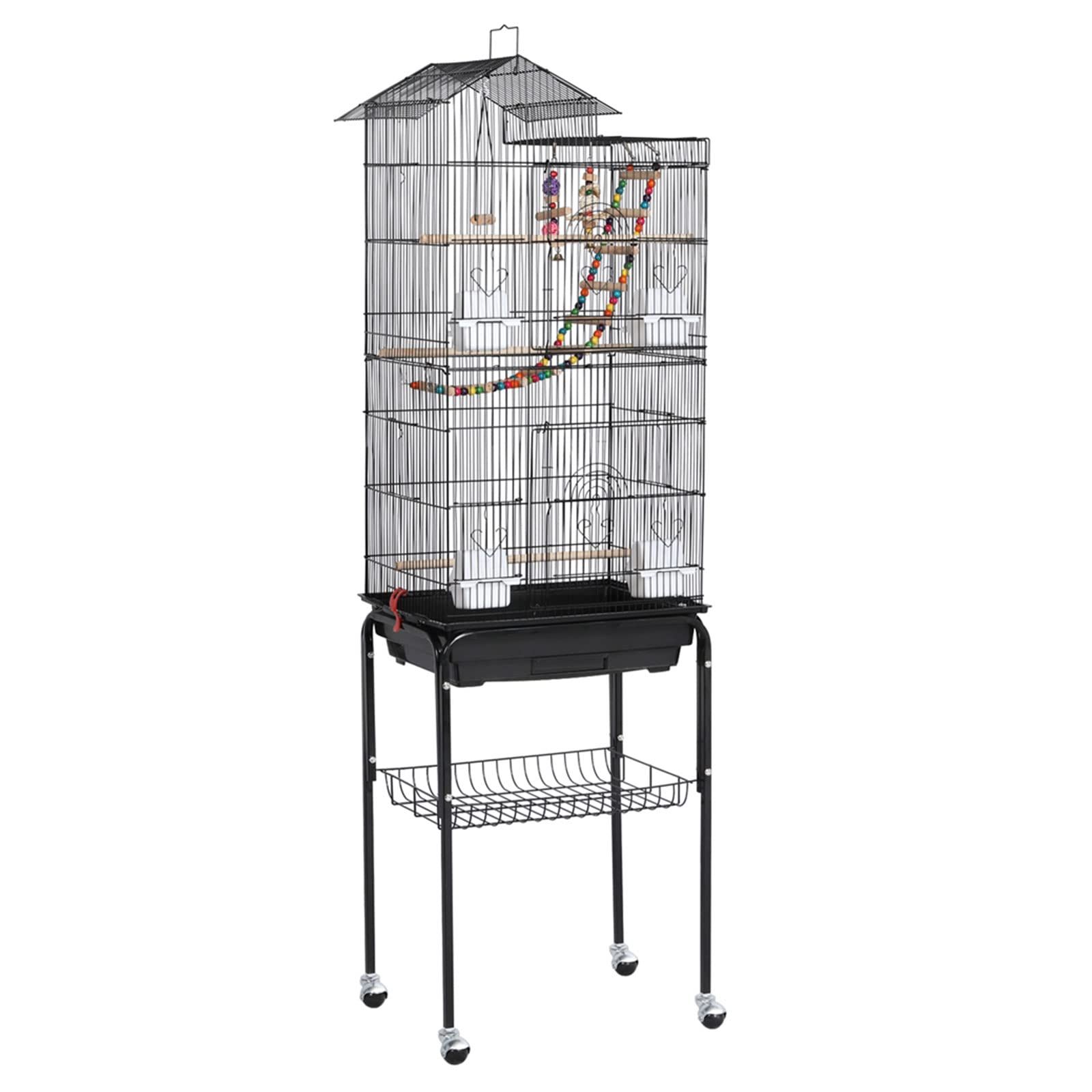Yaheetech 鳥かご 鳥ケージ スタンド付き 46x35.5x158.5cm 大型 高強度 豪華cage 大きい 鳥小屋 bird cage ブランコ付き フルハウス ペット用品 おもちゃ付き セキセイインコ インコ オウム オカメ コ a6e0f81f