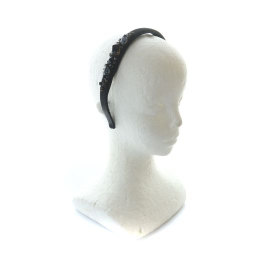 miu miu ブラック カチューシャ ミュウミュウ miumiu カチューシャ ヘアアクセサリー ロゴ ビジュー 黒