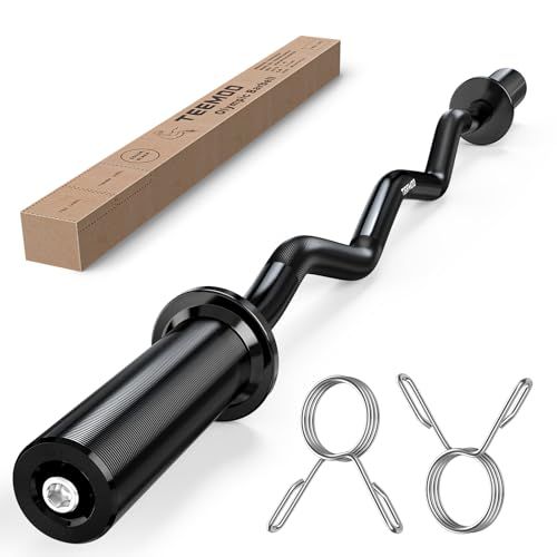 TEEMOO バーベルシャフト 120cm 50mm オリンピックWバー ezバー オリンピックバーベル フィットネスバー バーベル イージーバー 上腕二頭筋 腕力 筋力増強 shu 33a59744