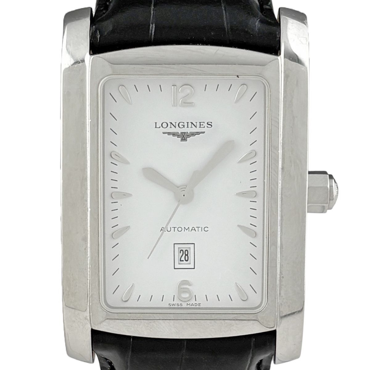 【保証書】ロンジン LONGINES ドルチェビータ L5.688.4 腕時計 SS レザー 自動巻き ホワイト メンズ 【中古】