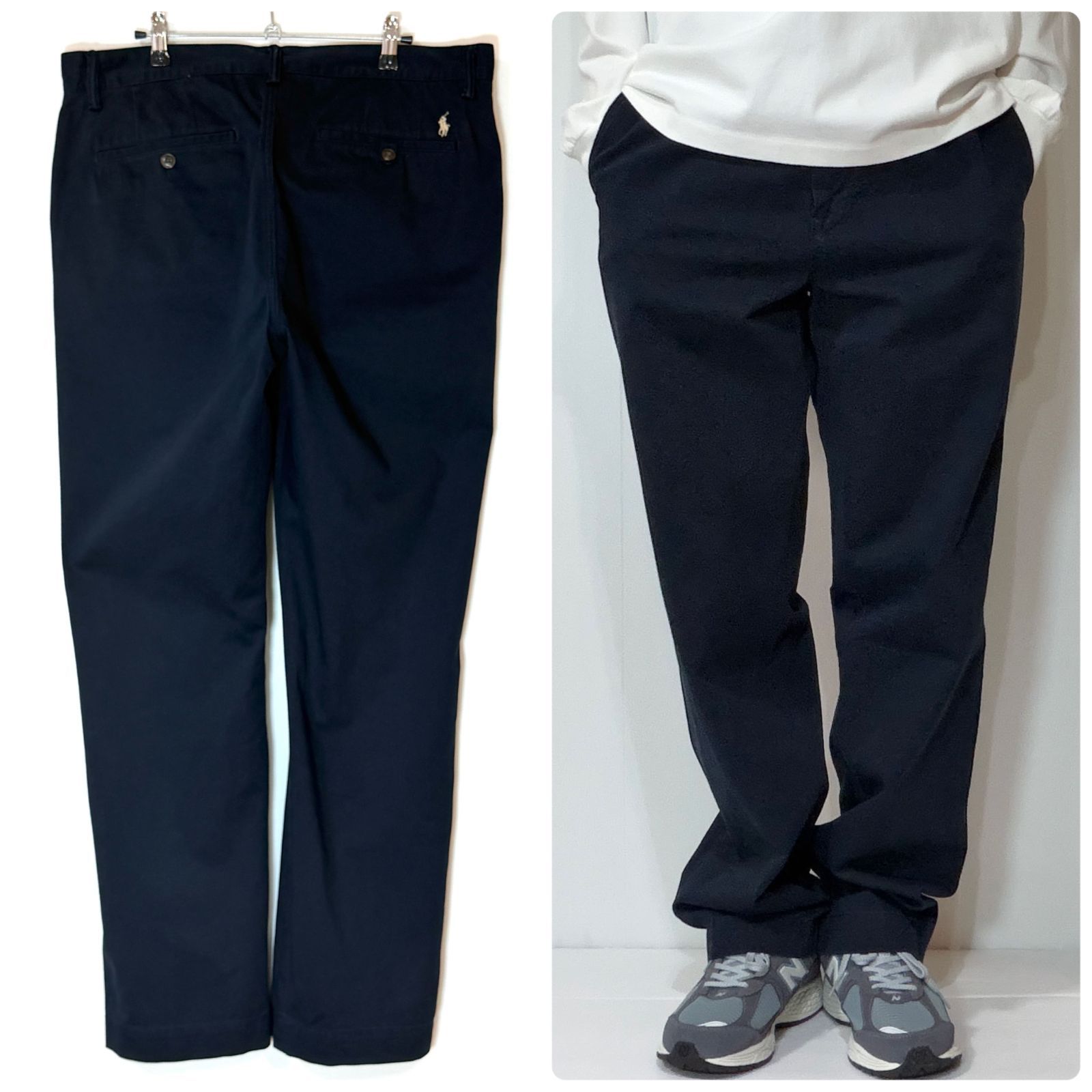 美品 濃紺 Polo Ralph Lauren ポロラルフローレン コットン ノータック