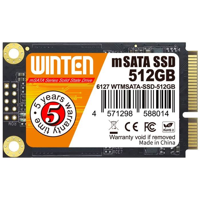 WINTEN SSD 512GB ｍSATA 最大読取530MB/s 最大書込500MB/s 3D NAND SATA 6Gb/s 5年保証 WTMSATA-SSD-512GBAR