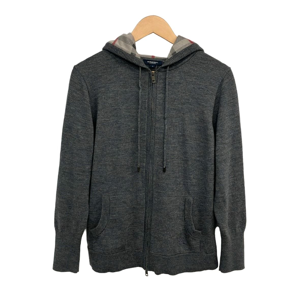Burberry LONDON(バーバリーロンドン) パーカー サイズ5 XS レディース美品 - グレー 長袖/ニット/ジップアップ