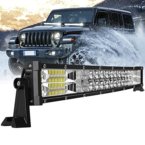 LED作業灯 144W 12V/24V汎用 22インチ LEDライトバー 車用 22000LM 6500k 3Wチップを38個搭載 広角狭角一体型発光 IP68防水 LEDワークライト ATV/SUV/トラック用品 現場作業 汎用作業灯 車外灯 デッキライts