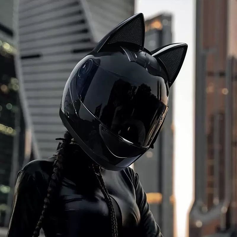 猫耳付きフルフェイスヘルメット レディース用原付・電動バイク対応