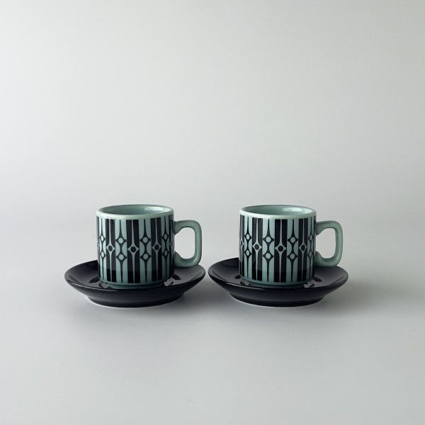 Hornsea エスプレッソ カップ&ソーサー 2セット Geo イギリス 輸入 雑貨 ミッドセンチュリー 英国 ホーンジー おしゃれ 80850