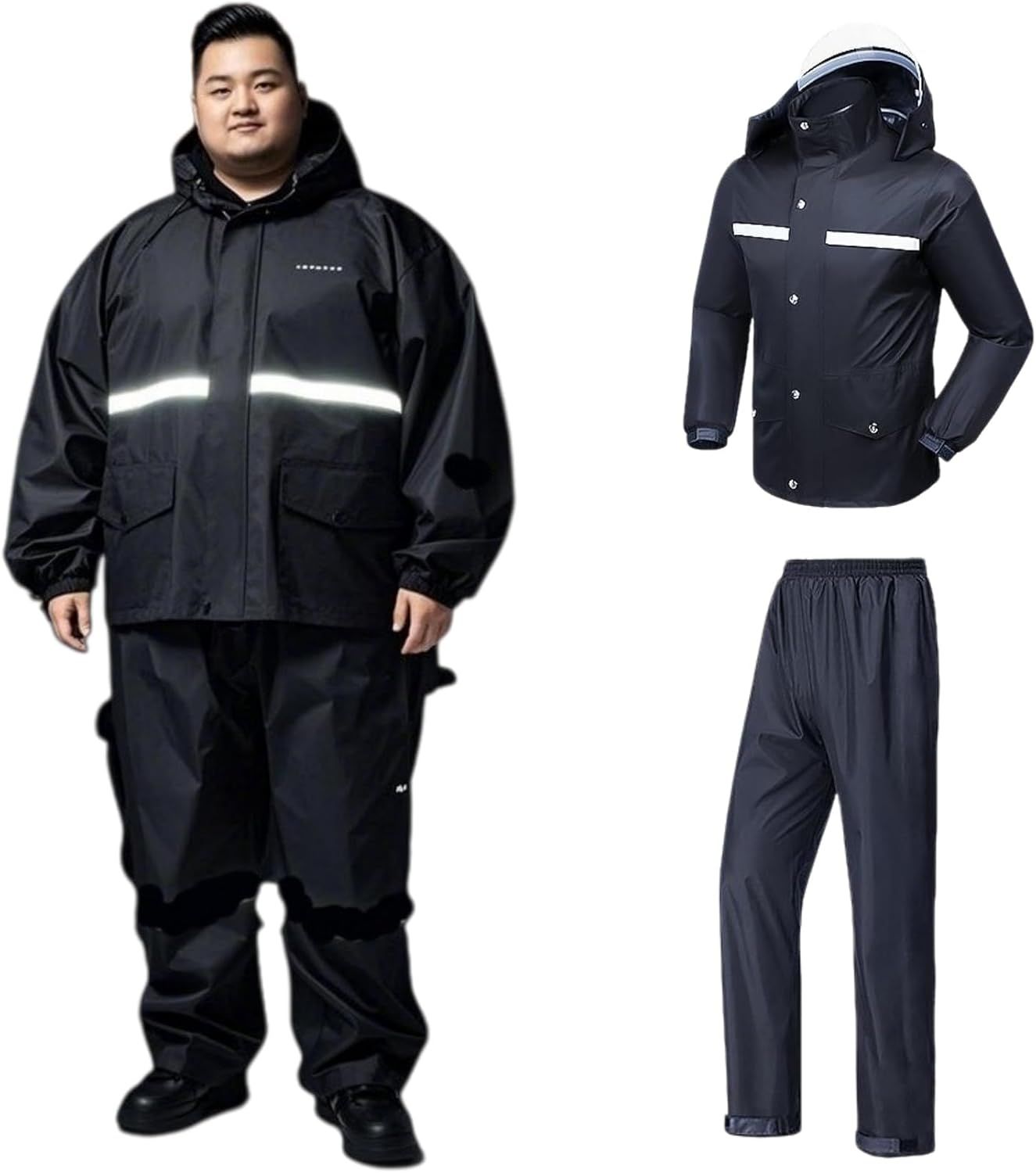 BAVBAV レインスーツ 上下セット 5XL-9XL リュック対応 透湿 防水 軽量 カッパ 雨具 メンズ レディース バイザー付 バイク 原付 通勤 アウトドア 釣り 蒸れにくい