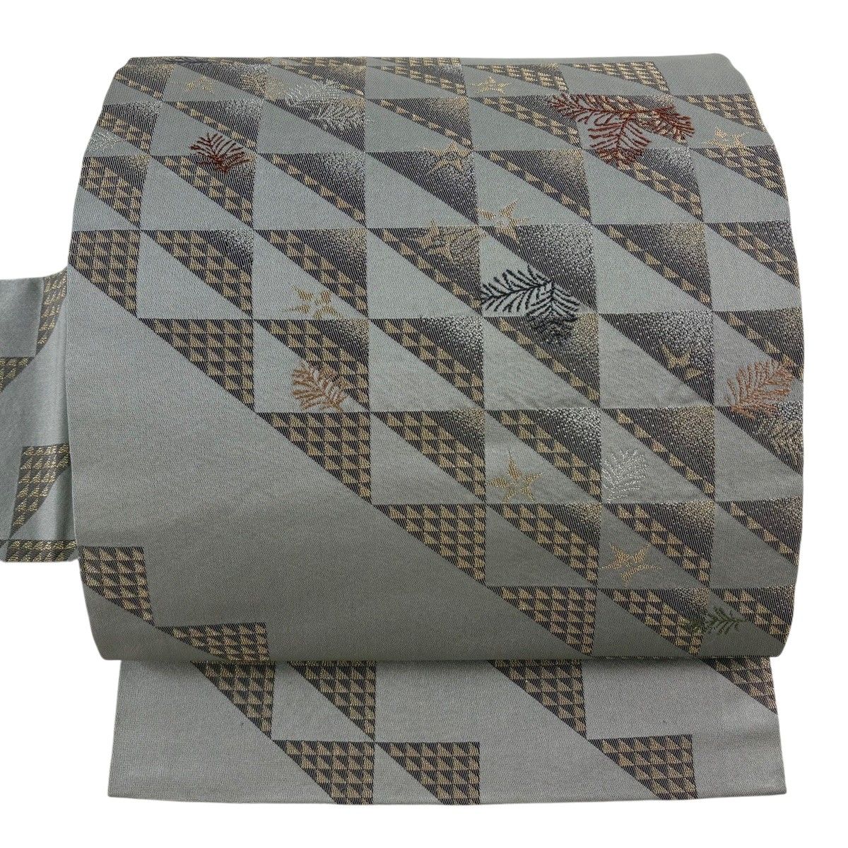 【美品】 名古屋帯 名品 松 幾何学 箔 灰色 正絹 【中古】 13,172円