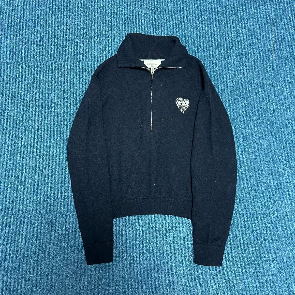BERENICE ネイビー ハーフジップアップ ニット XS
