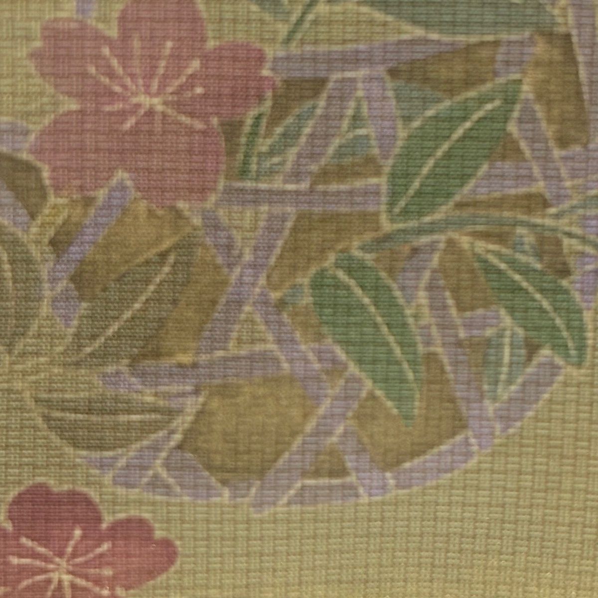 訪問着 身丈152cm 裄丈62cm S 袷 紬地 花籠 草花 金彩 灰緑 正絹 秀品