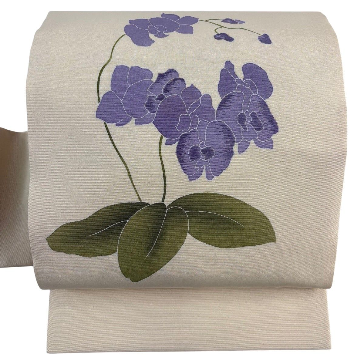 名古屋帯 秀品 草花 刺繍 ベージュ 正絹 【中古】