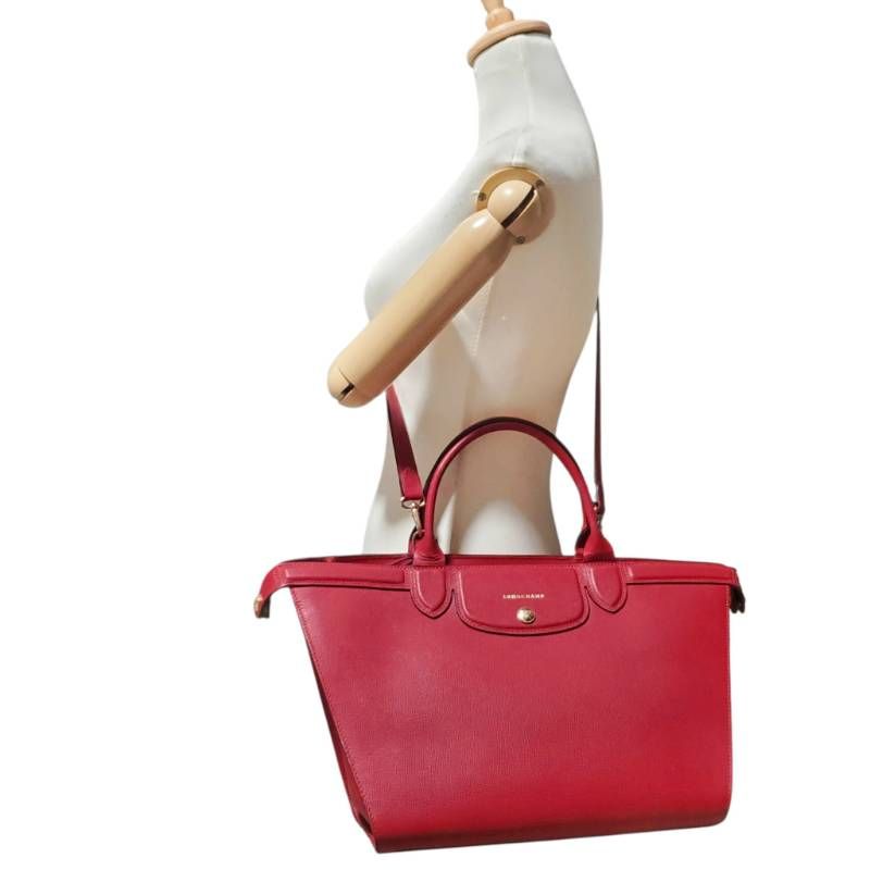 レディース 【美品】ロンシャン 2way トートバッグ レザー 赤 