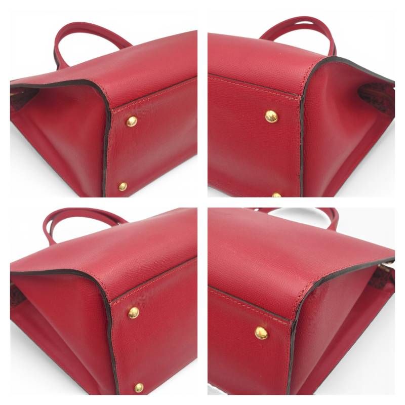 レディース 【美品】ロンシャン 2way トートバッグ レザー 赤